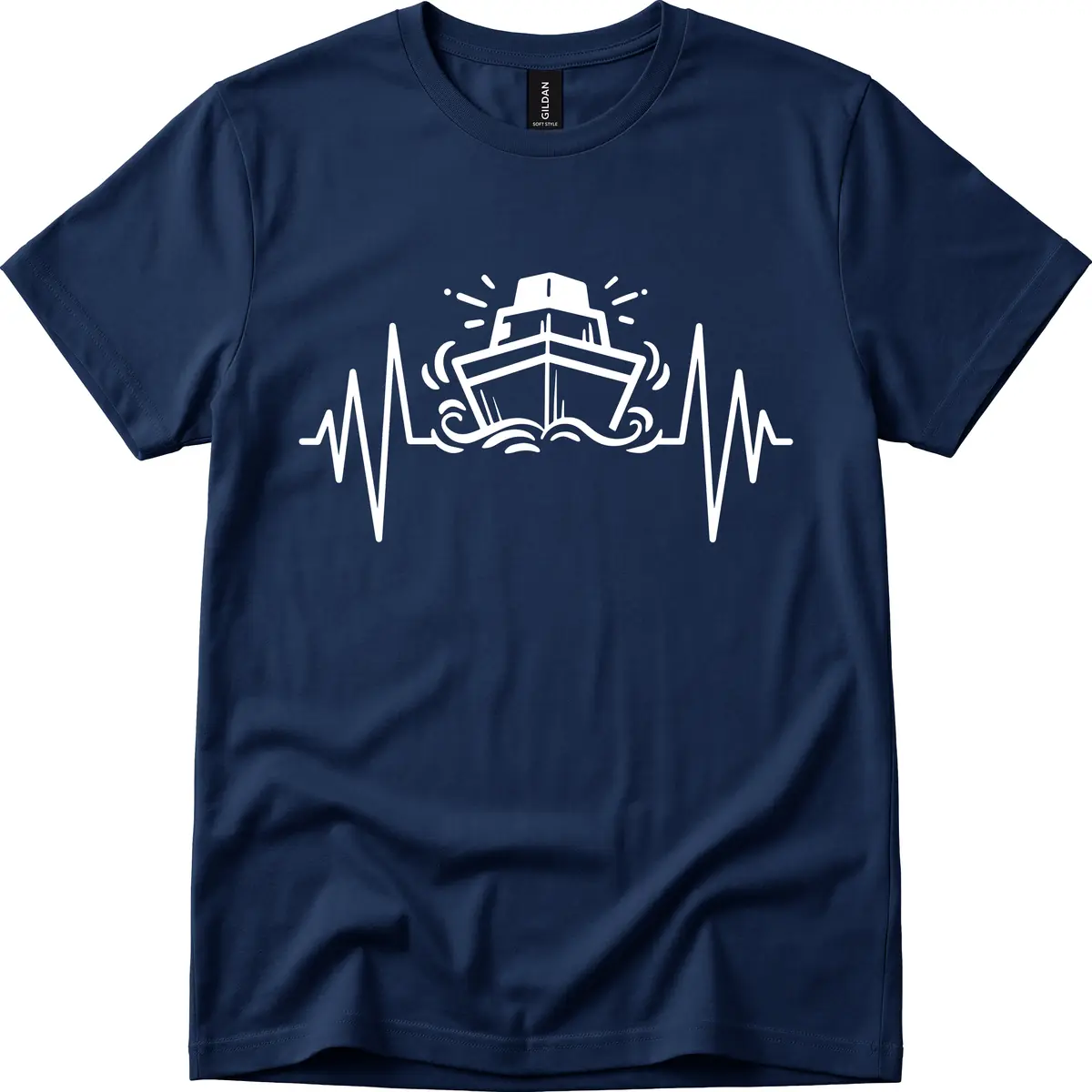 Cruise Ship Heartbeat T-Shirt in Navy