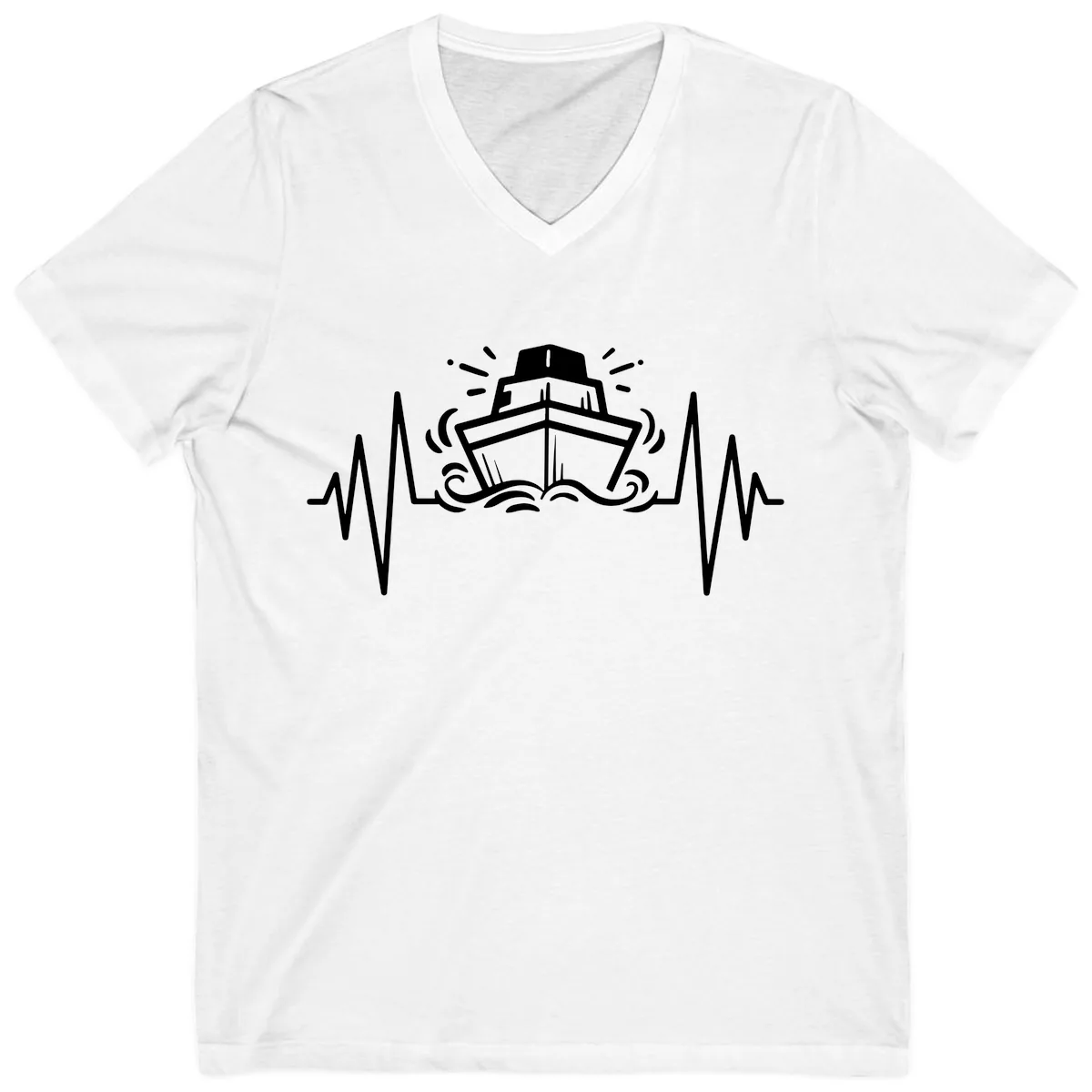 Cruise Ship Heartbeat V-Neck in White