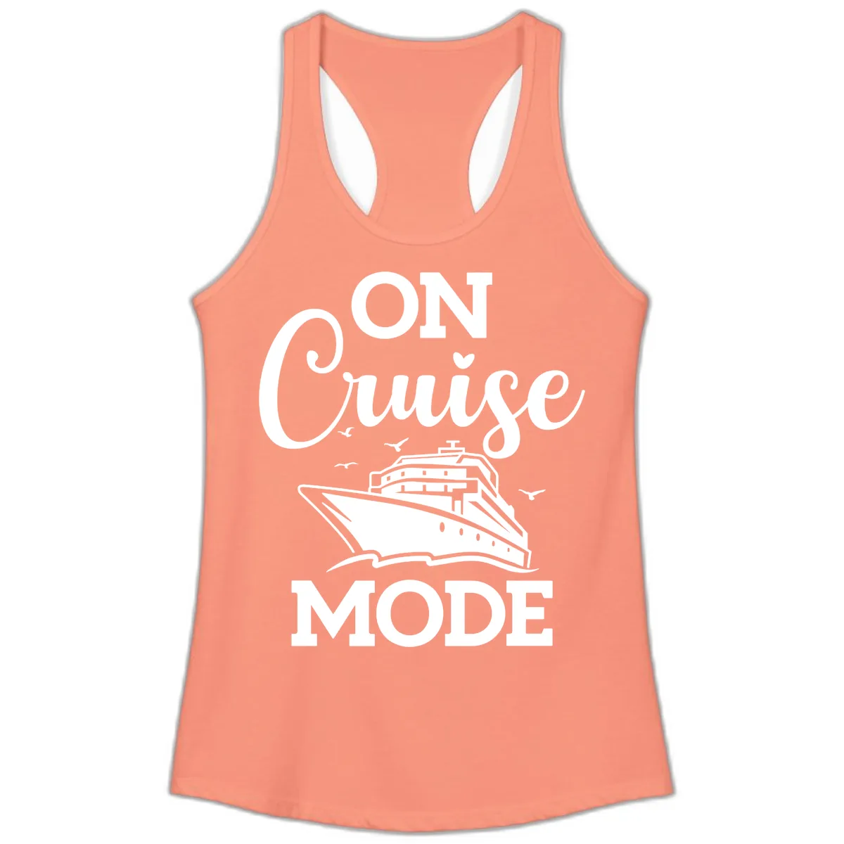 On Cruise Mode Ladies Tank in Solid Light Orange