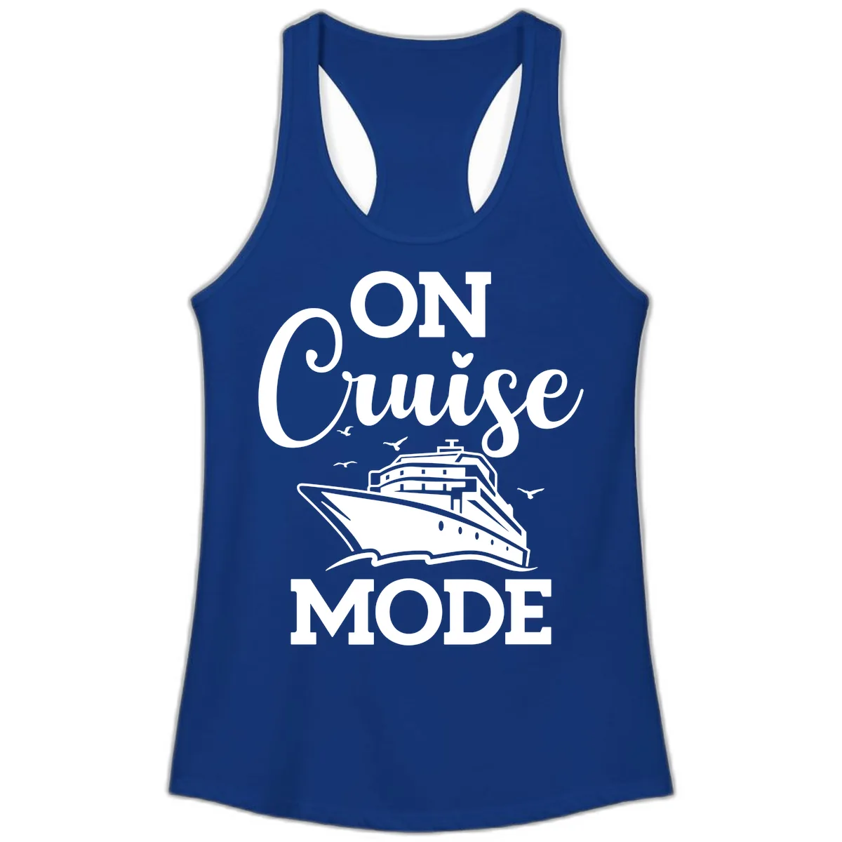 On Cruise Mode Ladies Tank in Solid Royal