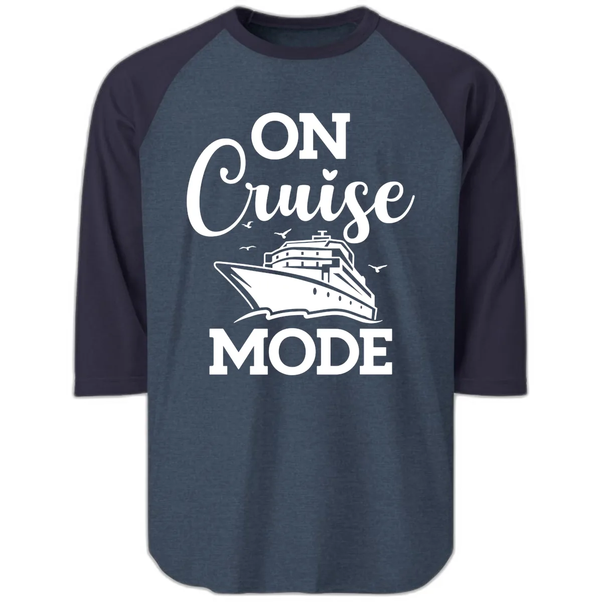 On Cruise Mode Raglan 3/4 in Heather Denim Navy