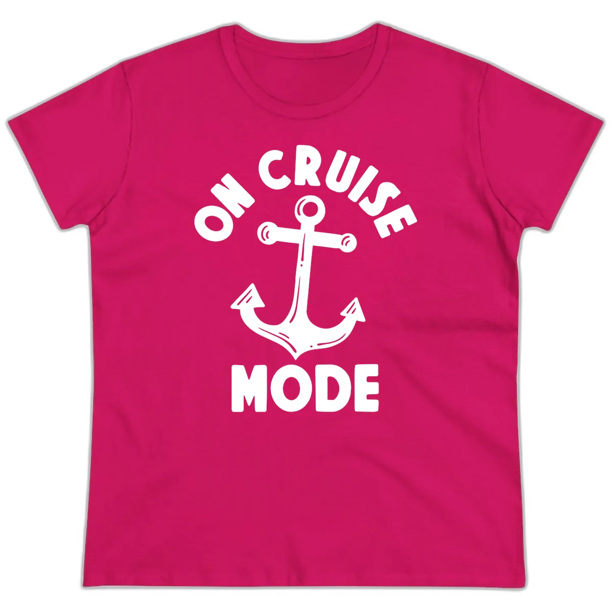 Cruise Mode Anchor Ladies Tee in Heliconia