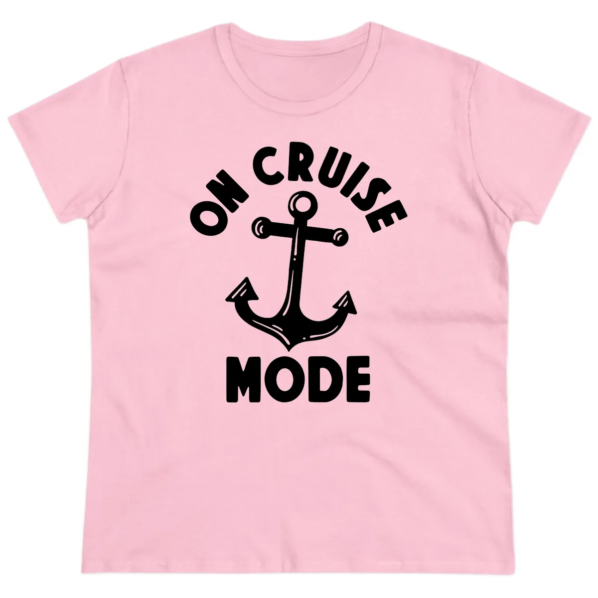 Cruise Mode Anchor Ladies Tee in Light Pink