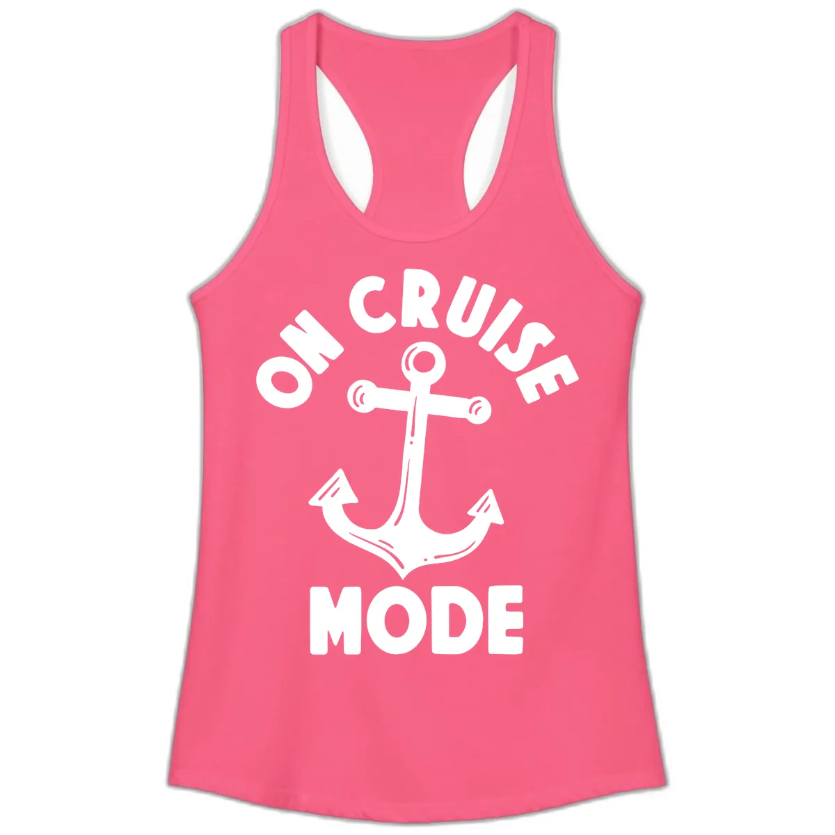 Cruise Mode Anchor Ladies Tank in Solid Hot Pink
