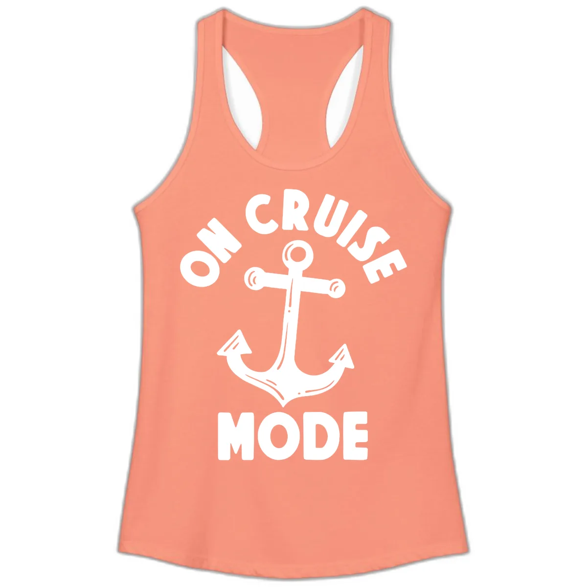 Cruise Mode Anchor Ladies Tank in Solid Light Orange