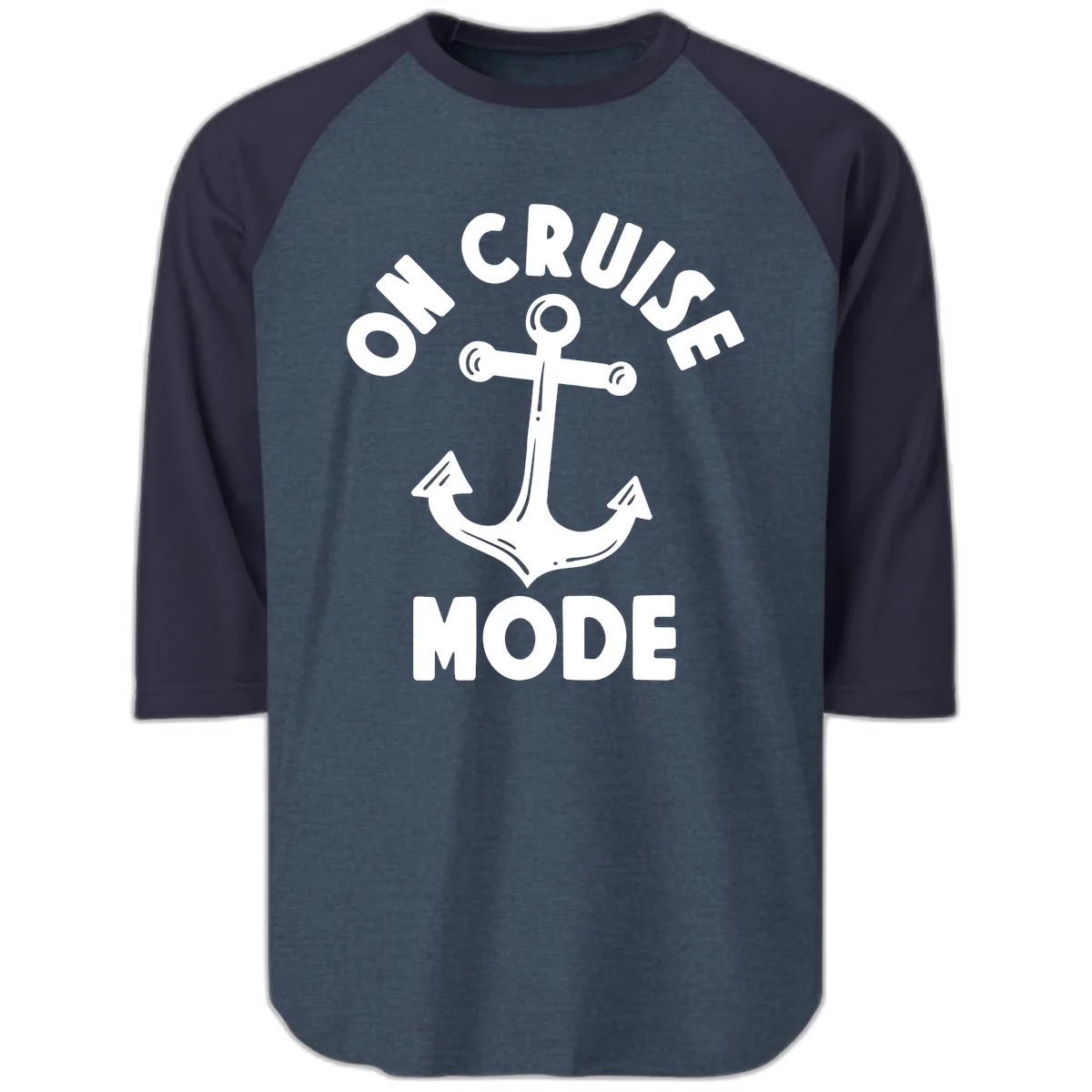 Cruise Mode Anchor Raglan 3/4 in Heather Denim Navy