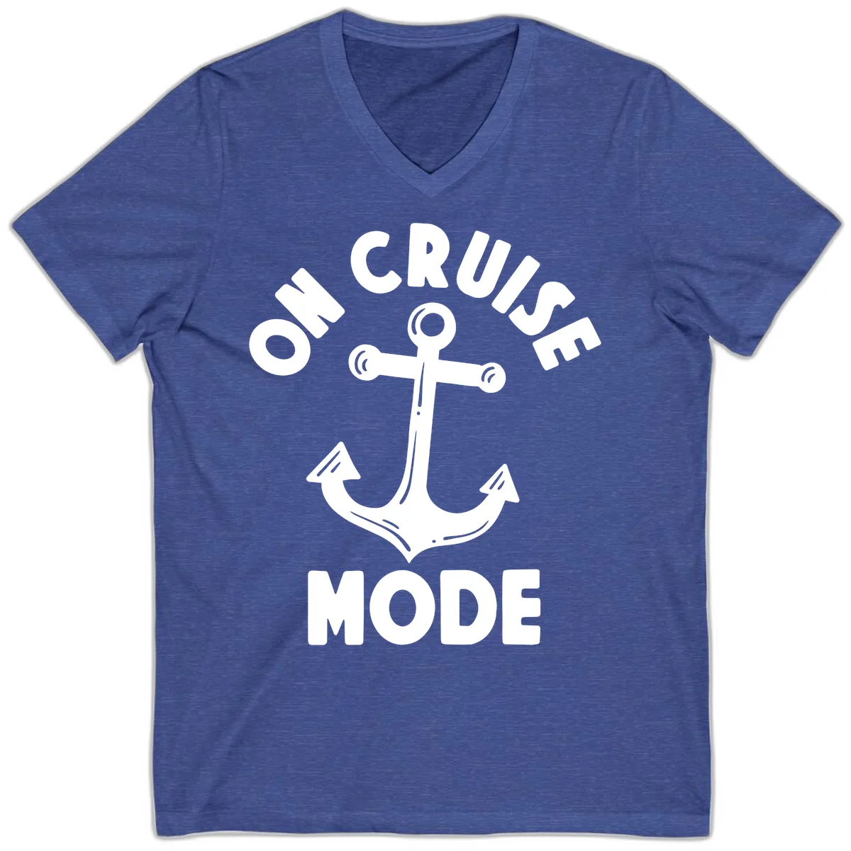 Cruise Mode Anchor V-Neck in Heather True Royal
