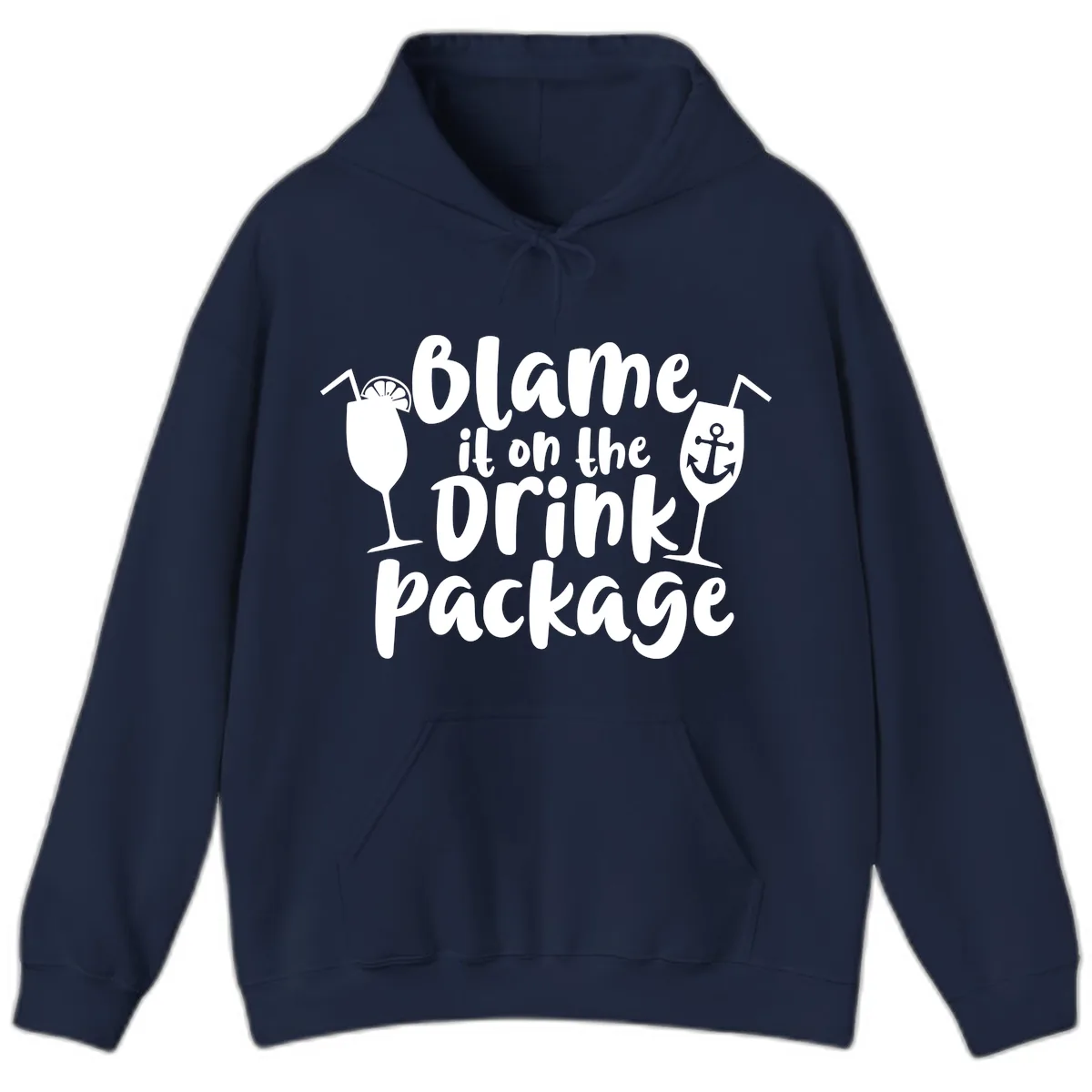 Blame It On The Drink Package Hoodie in Navy
