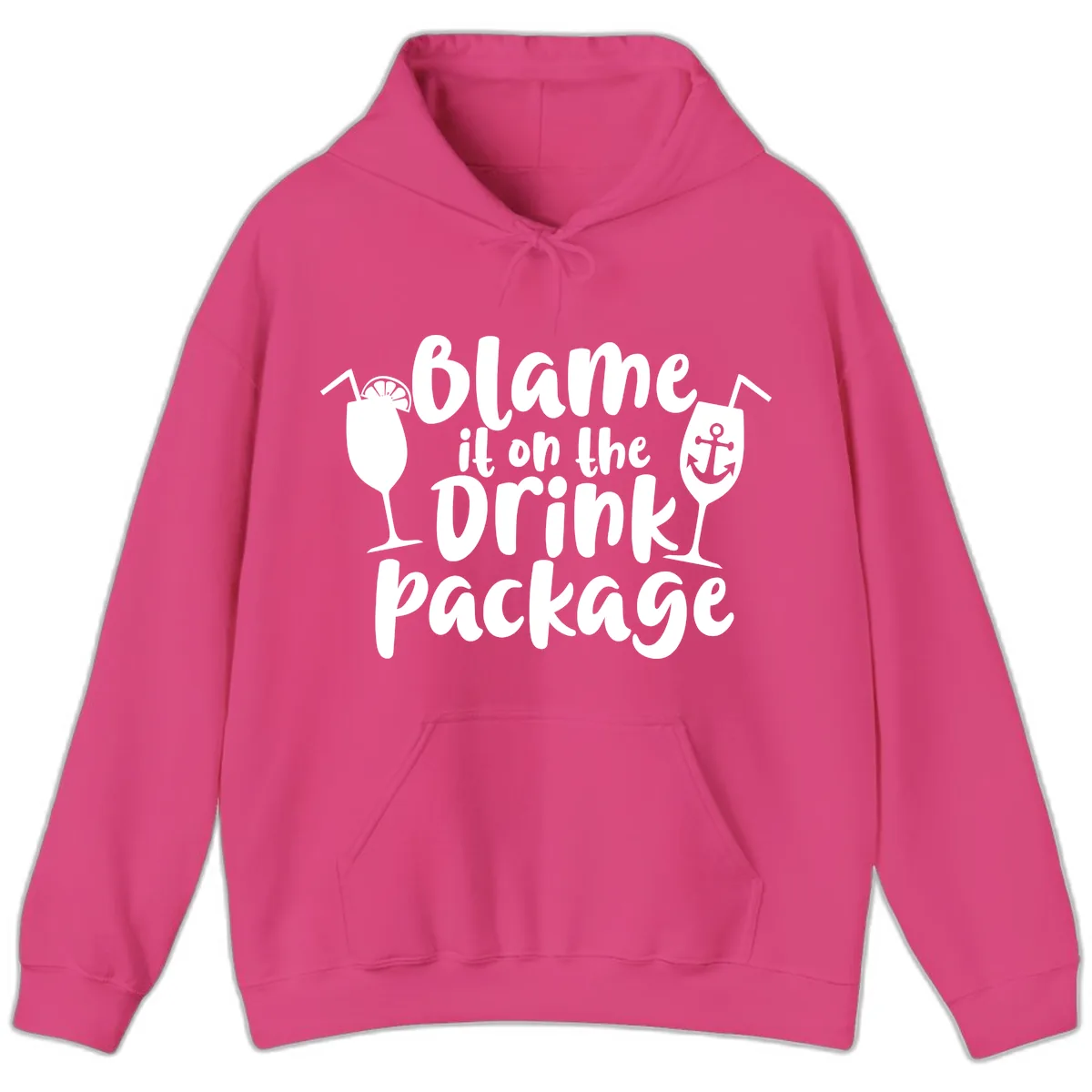 Blame It On The Drink Package Hoodie in Heliconia