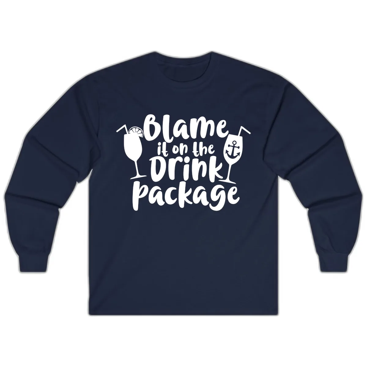Blame It On The Drink Package Long Sleeve in Navy