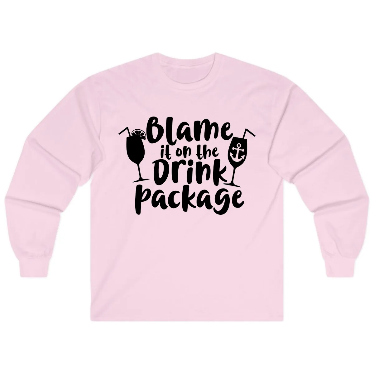 Blame It On The Drink Package Long Sleeve in Light Pink