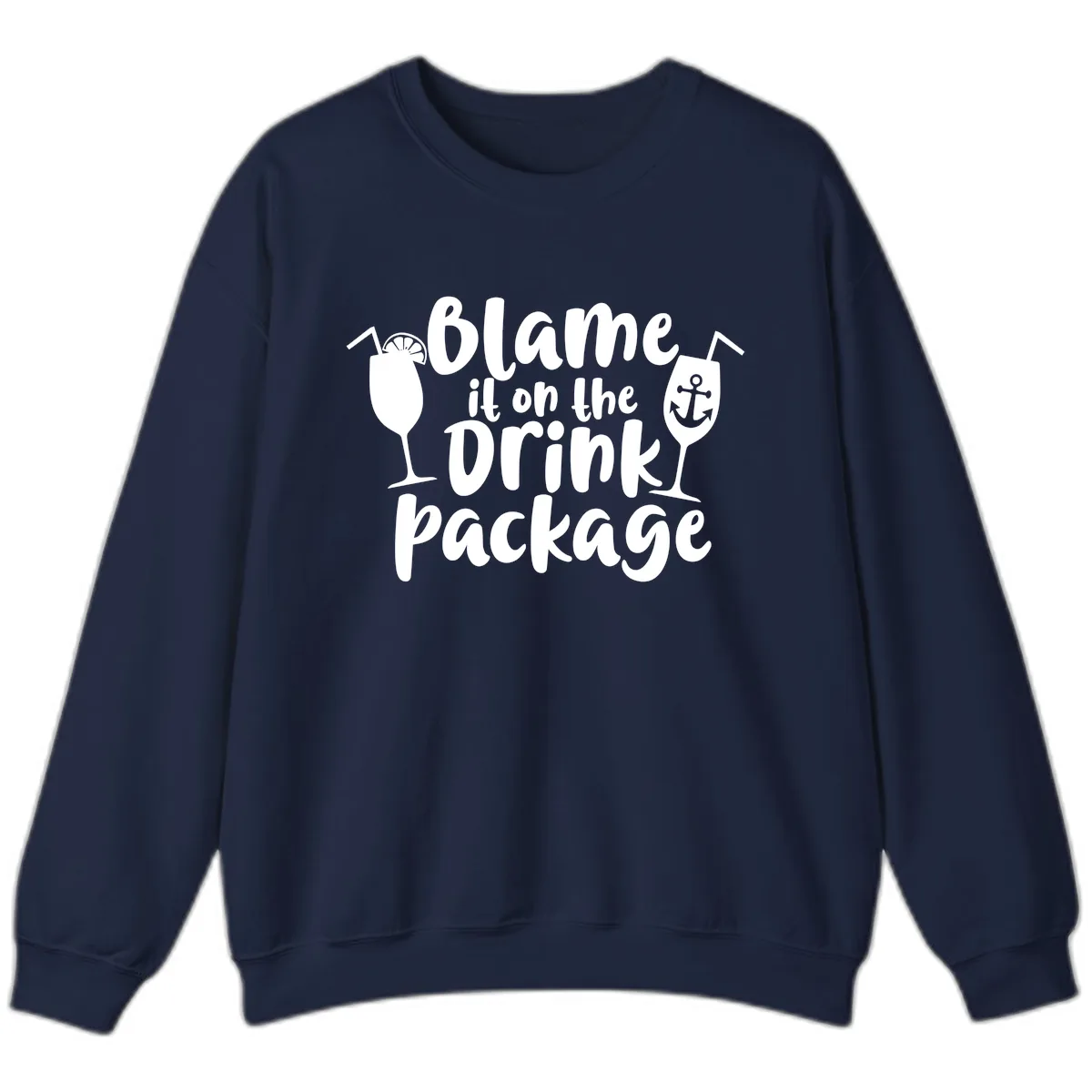 Blame It On The Drink Package Sweatshirt in Navy