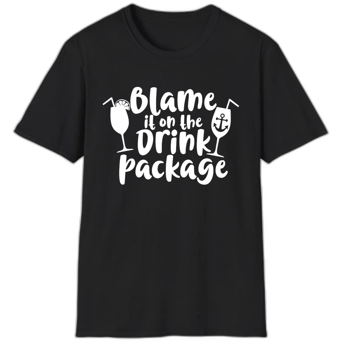 Blame It On The Drink Package T-Shirt in Black