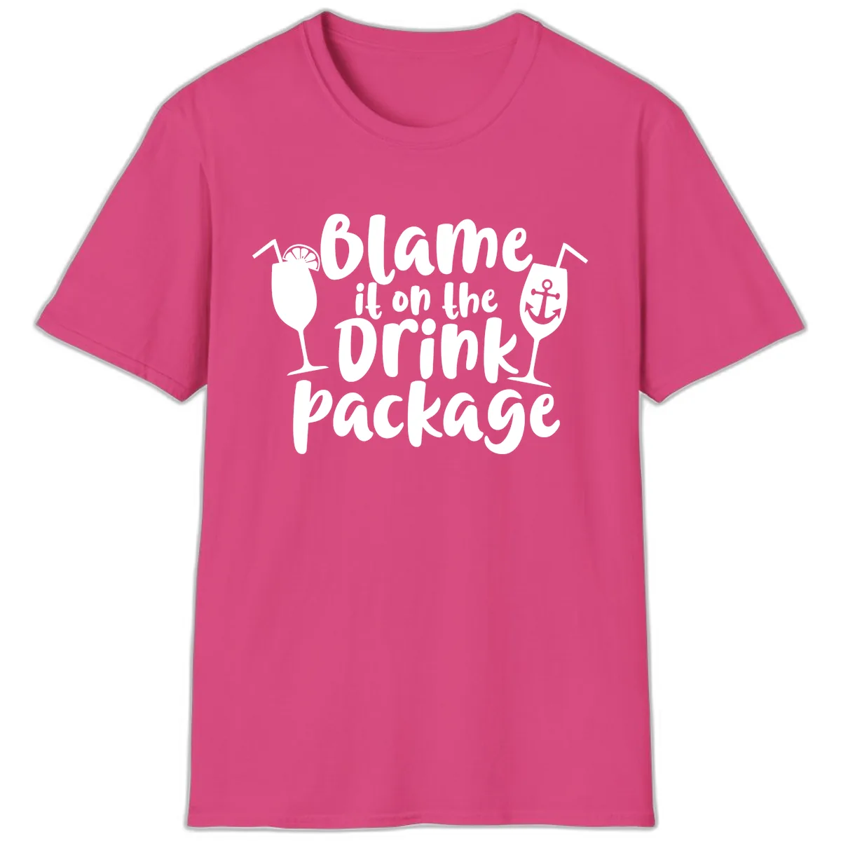 Blame It On The Drink Package T-Shirt in Heliconia