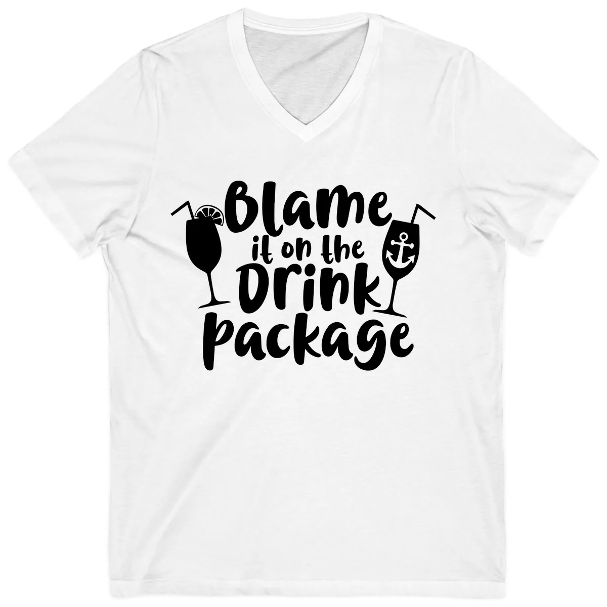 Blame It On The Drink Package V-Neck in White