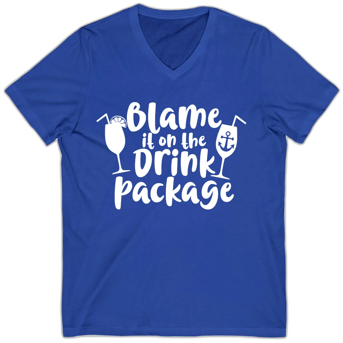 Blame It On The Drink Package V-Neck in True Royal