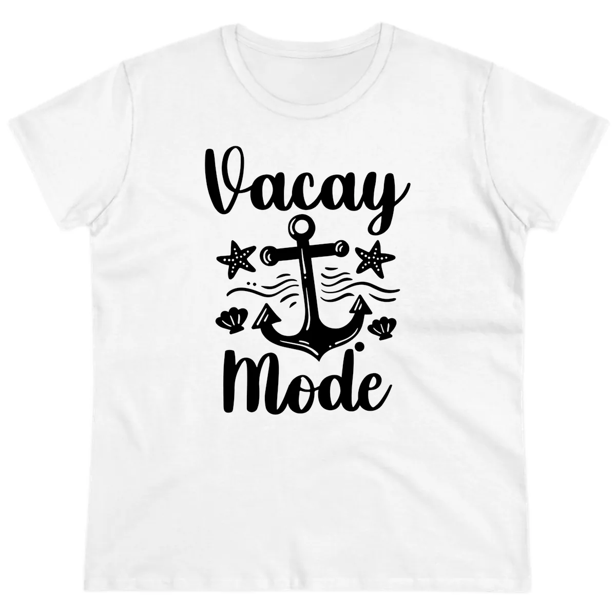 Vacay Mode Anchor Ladies Tee in White