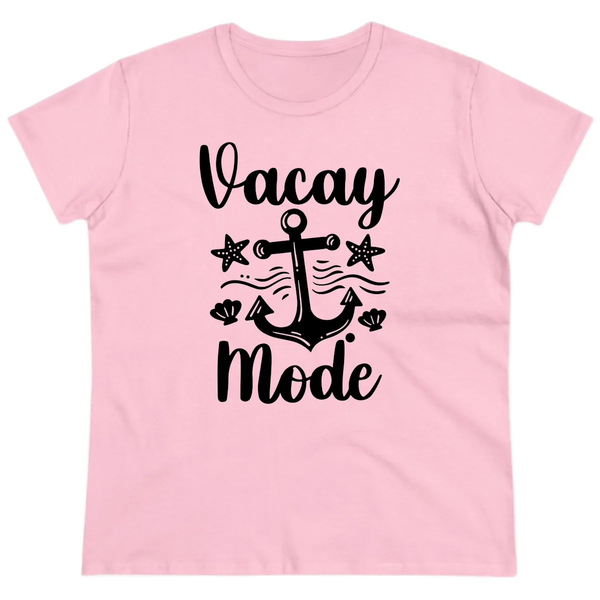 Vacay Mode Anchor Ladies Tee in Light Pink