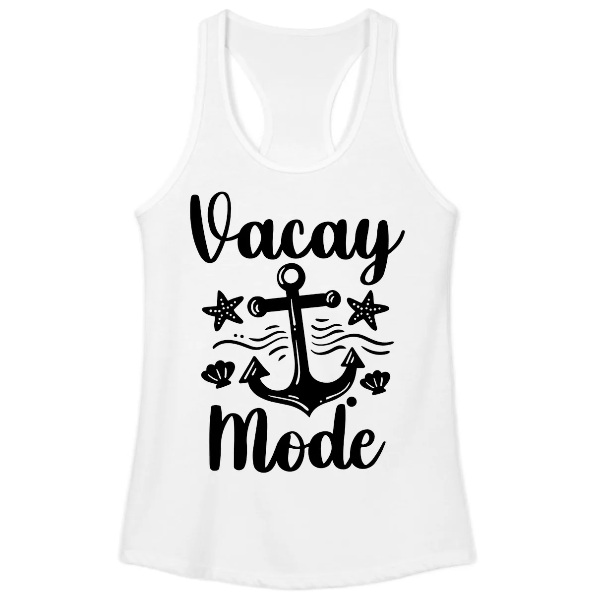 Vacay Mode Anchor Ladies Tank in White