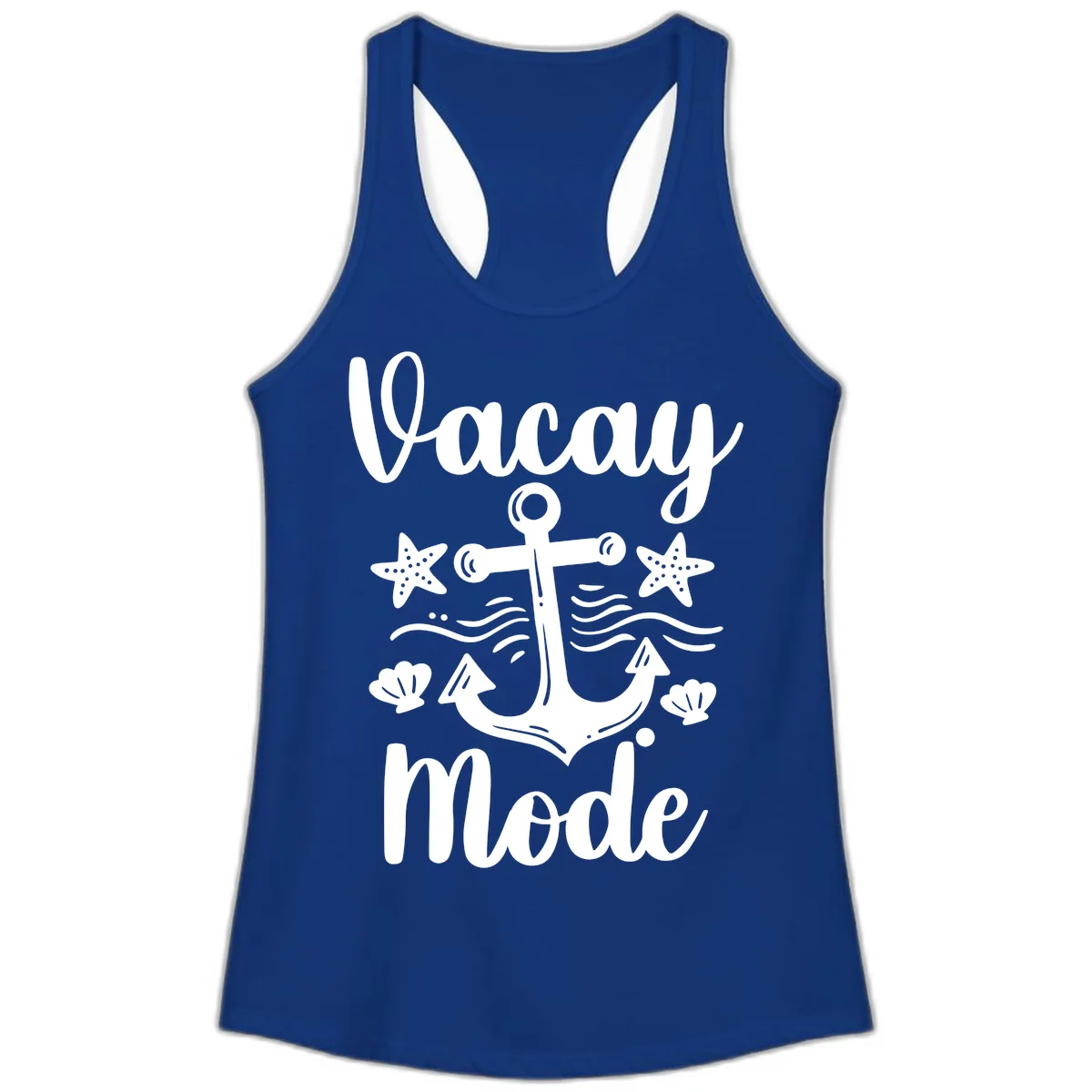 Vacay Mode Anchor Ladies Tank in Solid Royal