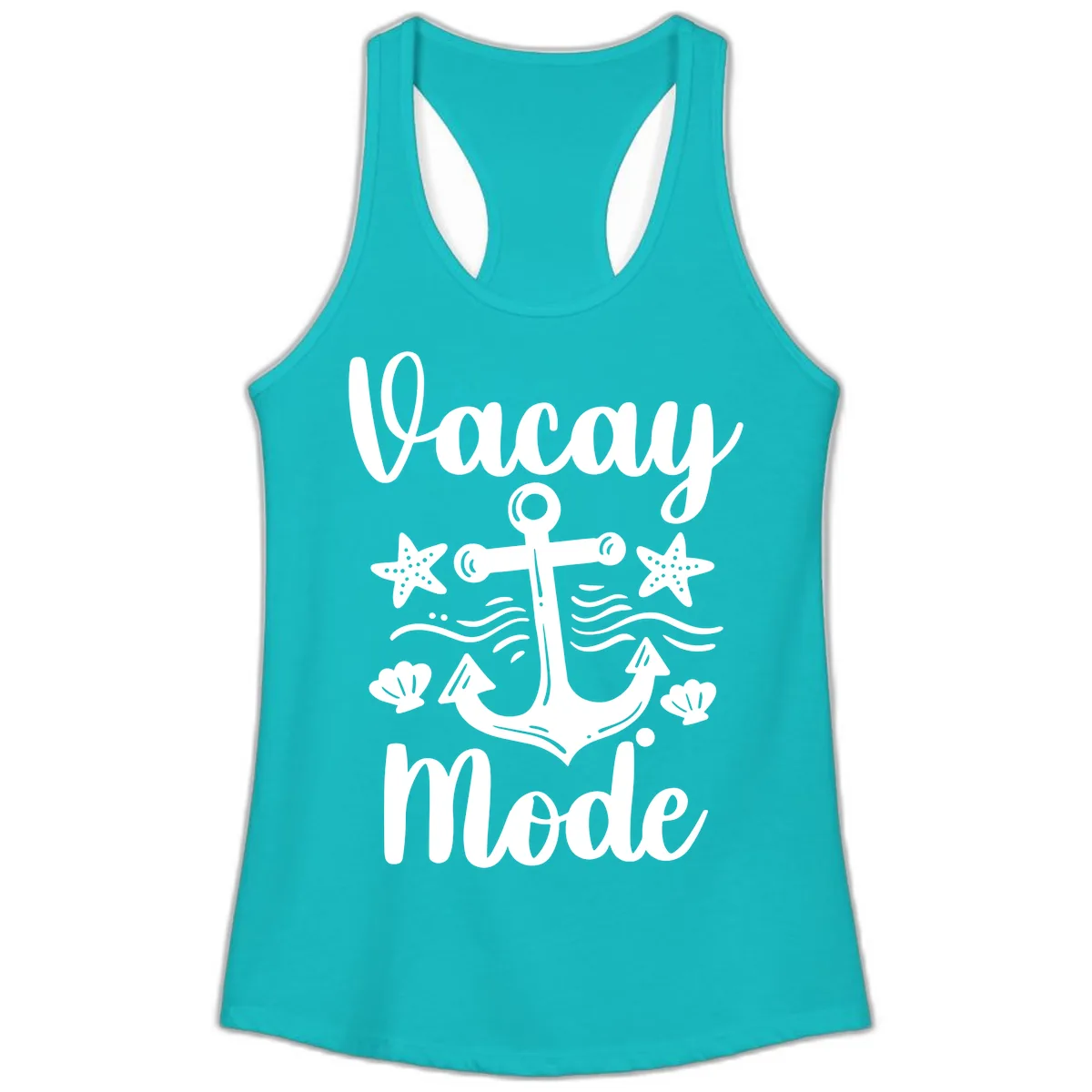 Vacay Mode Anchor Ladies Tank in Tahiti Blue