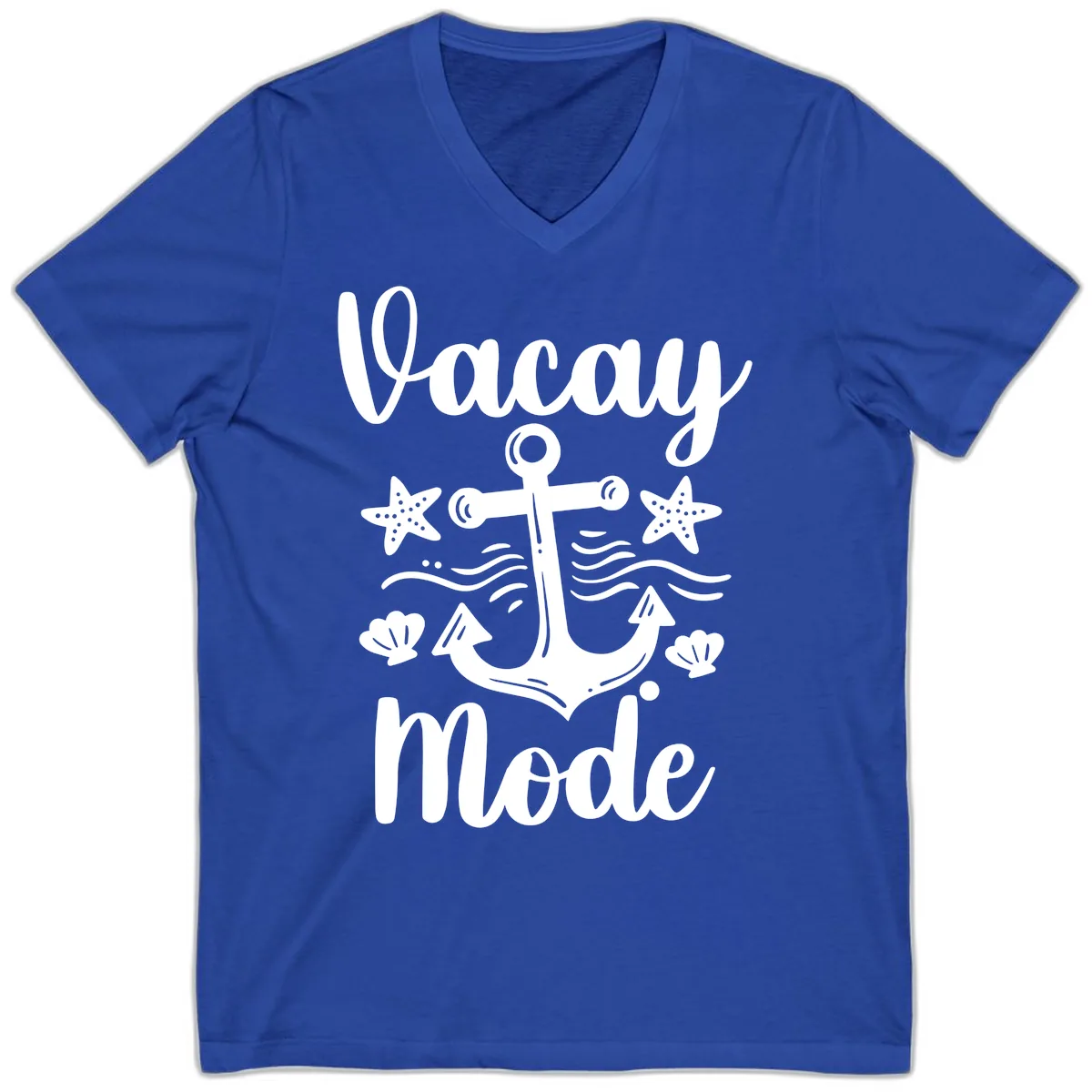 Vacay Mode Anchor V-Neck in True Royal