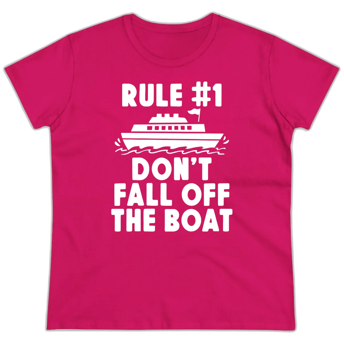 Rule #1 Don't Fall Off The Boat Ladies Tee in Heliconia