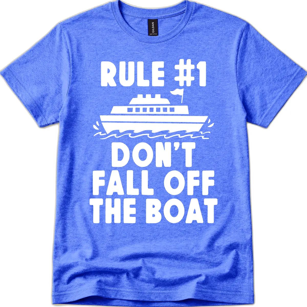 Rule #1 Don't Fall Off The Boat T-Shirt in Heather Royal