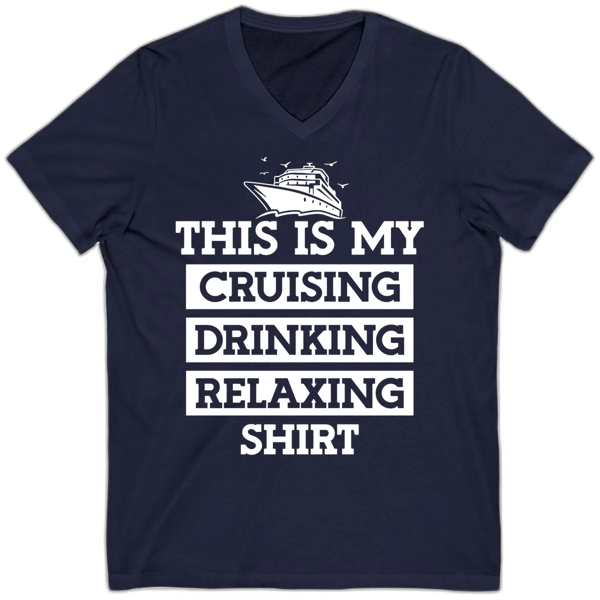 My Cruising Drinking Relaxing V-Neck in Navy