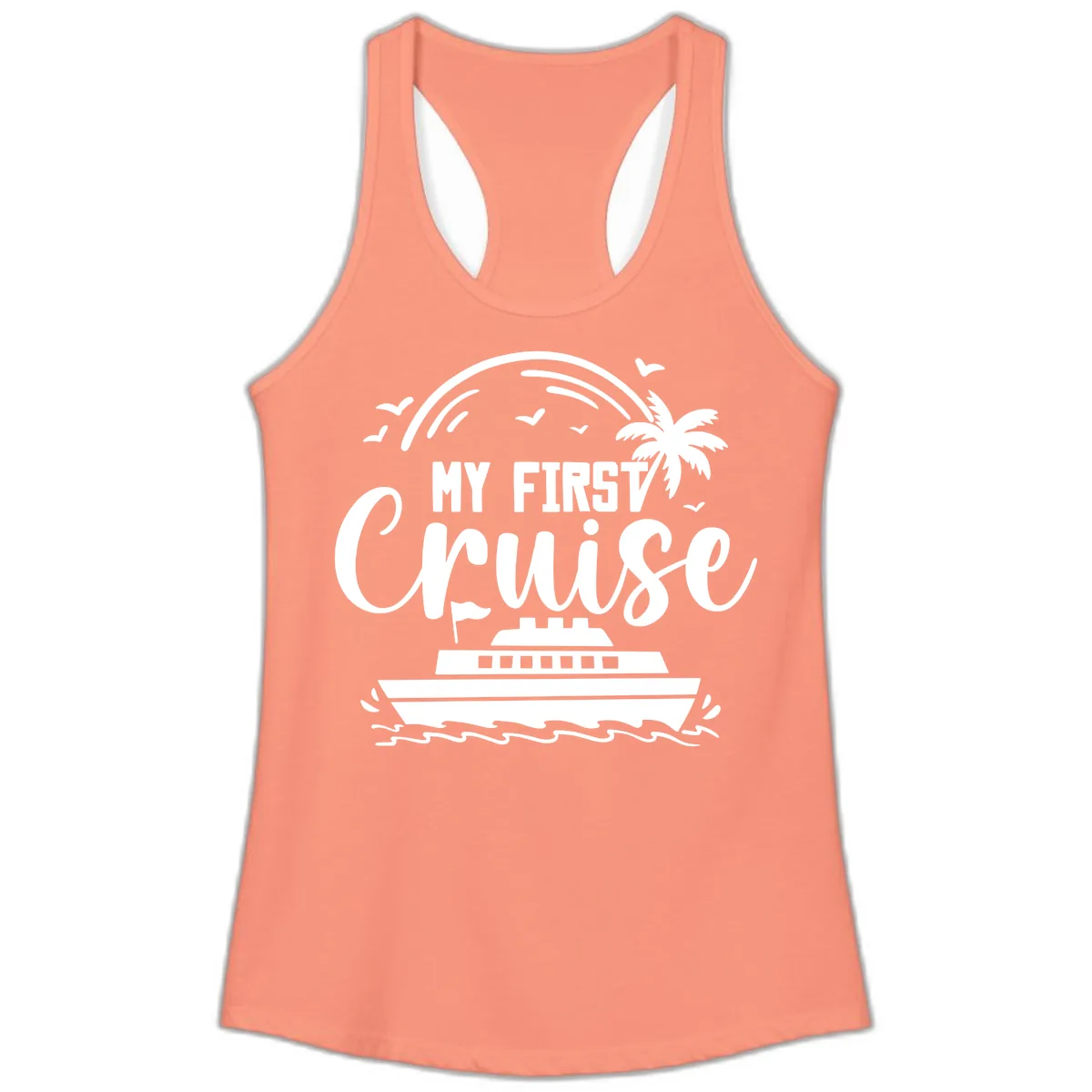 My First Cruise Ladies Tank in Solid Light Orange