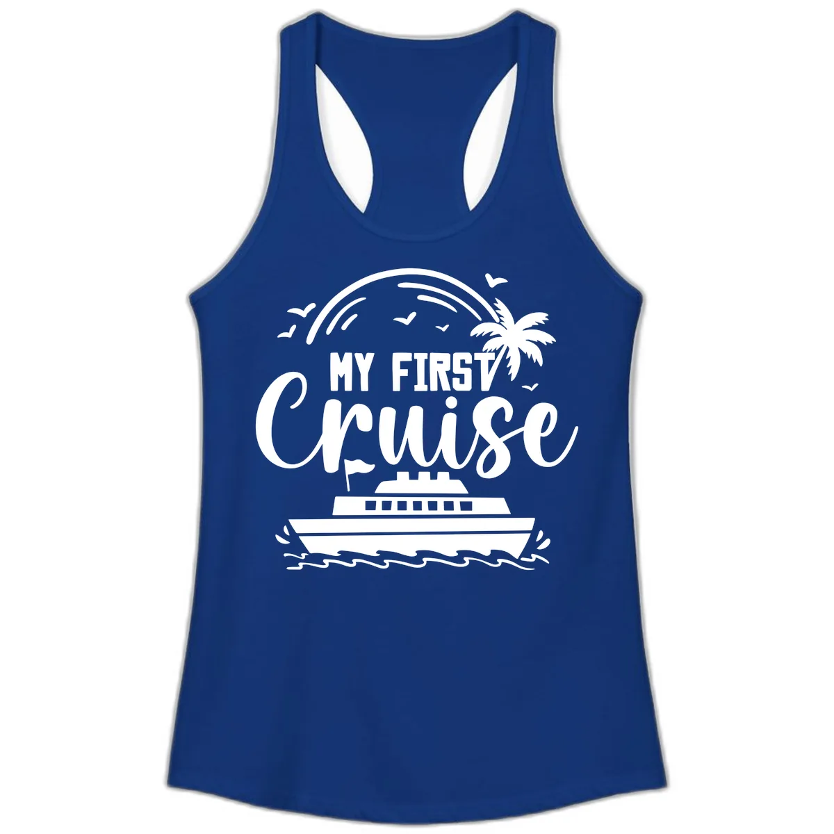 My First Cruise Ladies Tank in Solid Royal