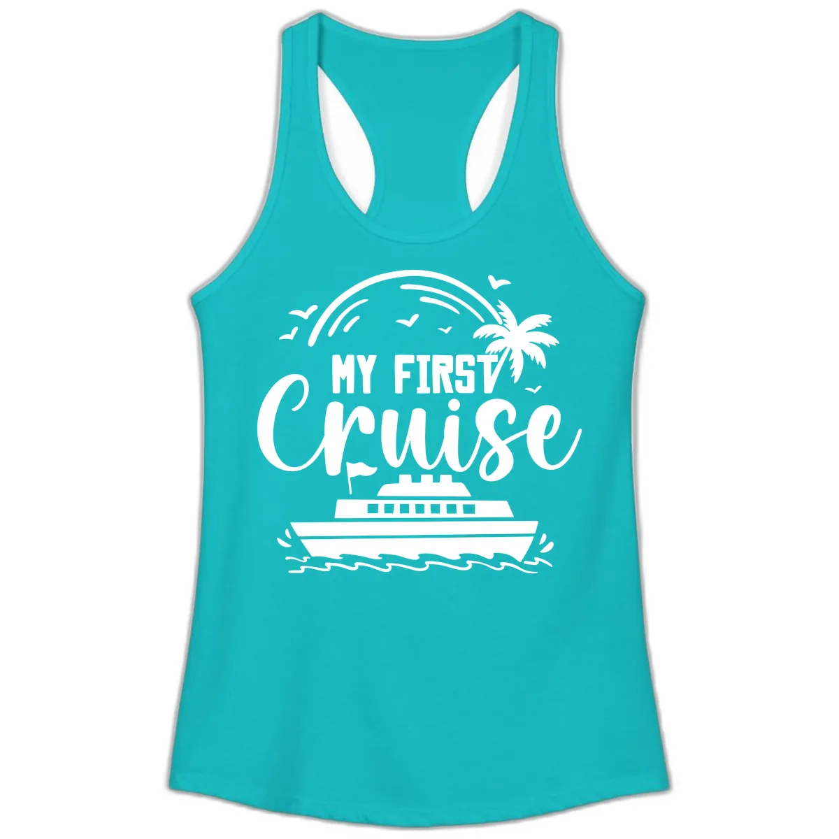 My First Cruise Ladies Tank in Tahiti Blue