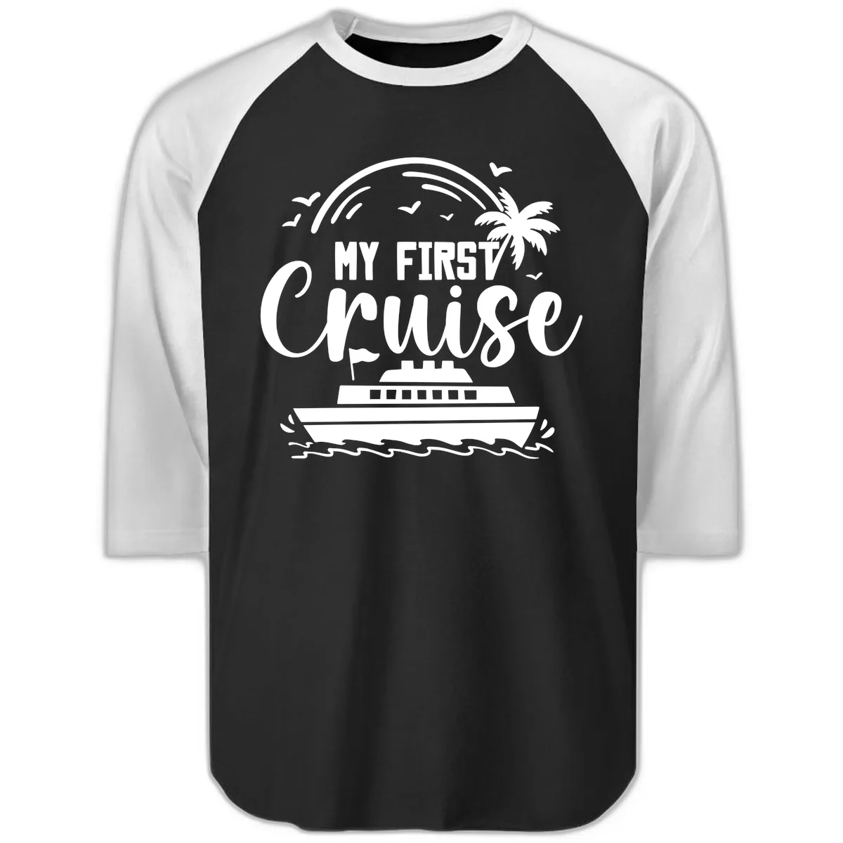 My First Cruise Raglan 3/4 in Black White