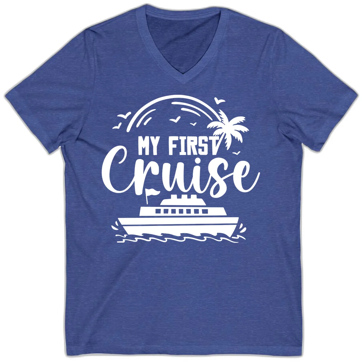 My First Cruise V-Neck in Heather True Royal