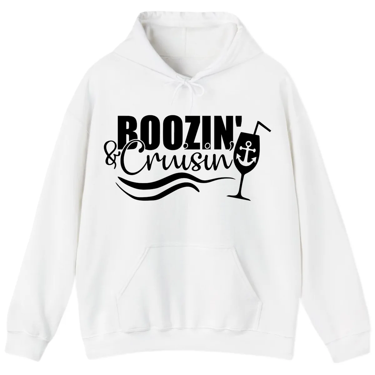 Boozin' & Cruising Nautical Design Hoodie in White