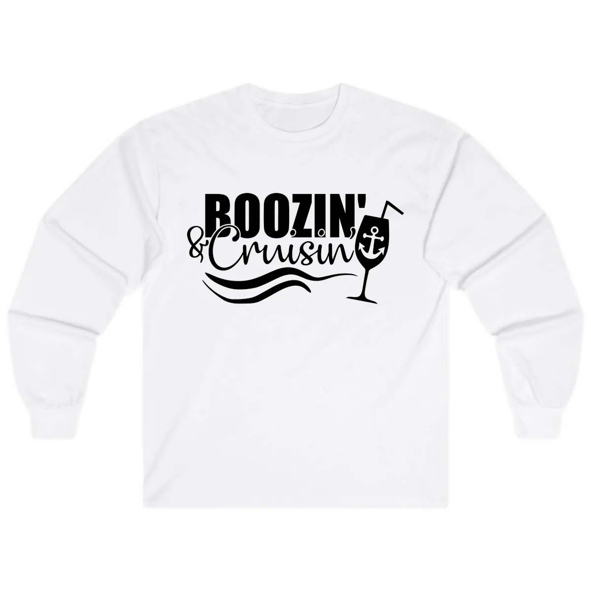 Boozin' & Cruising Nautical Design Long Sleeve in White