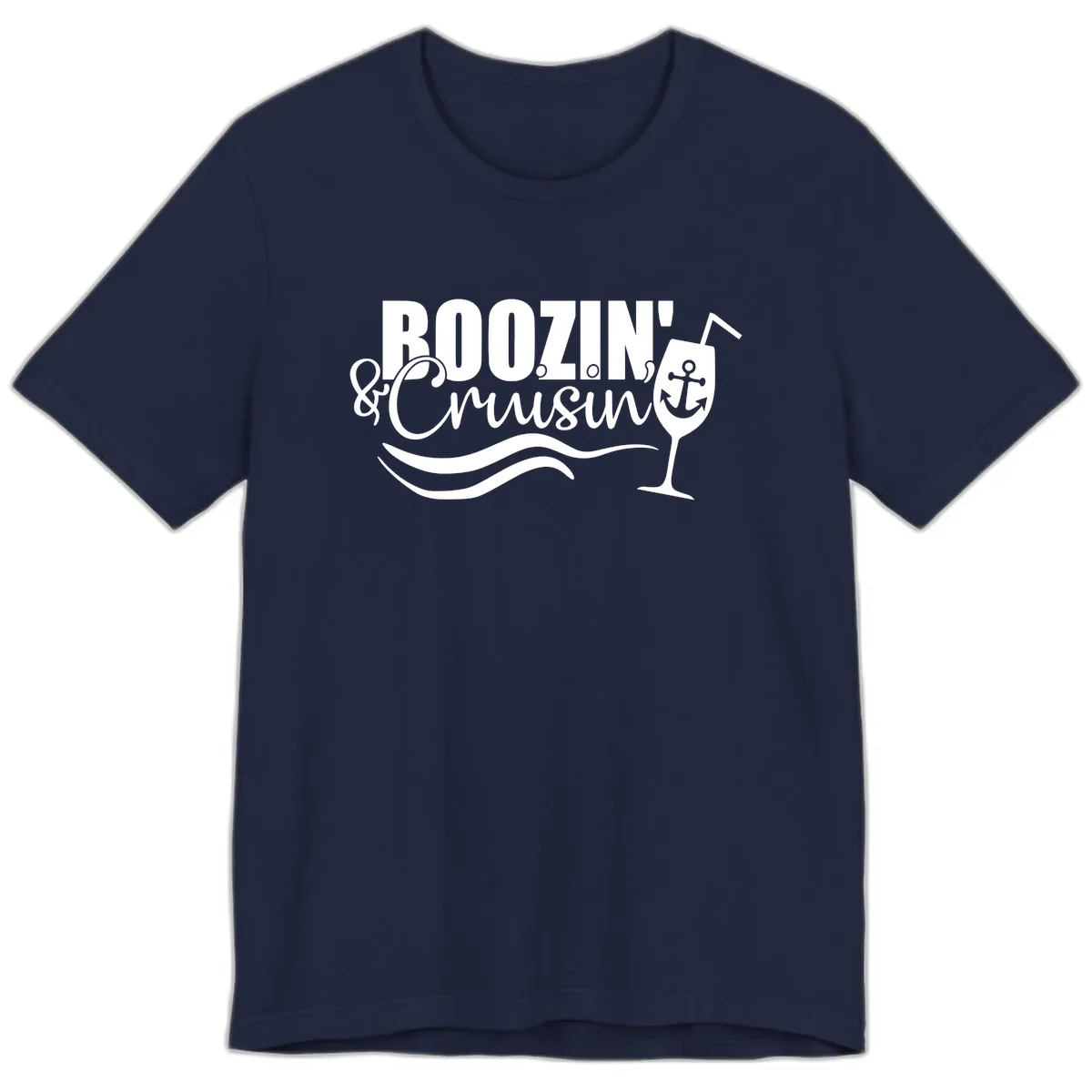 Boozin' & Cruising Nautical Design Premium T-Shirt in Navy