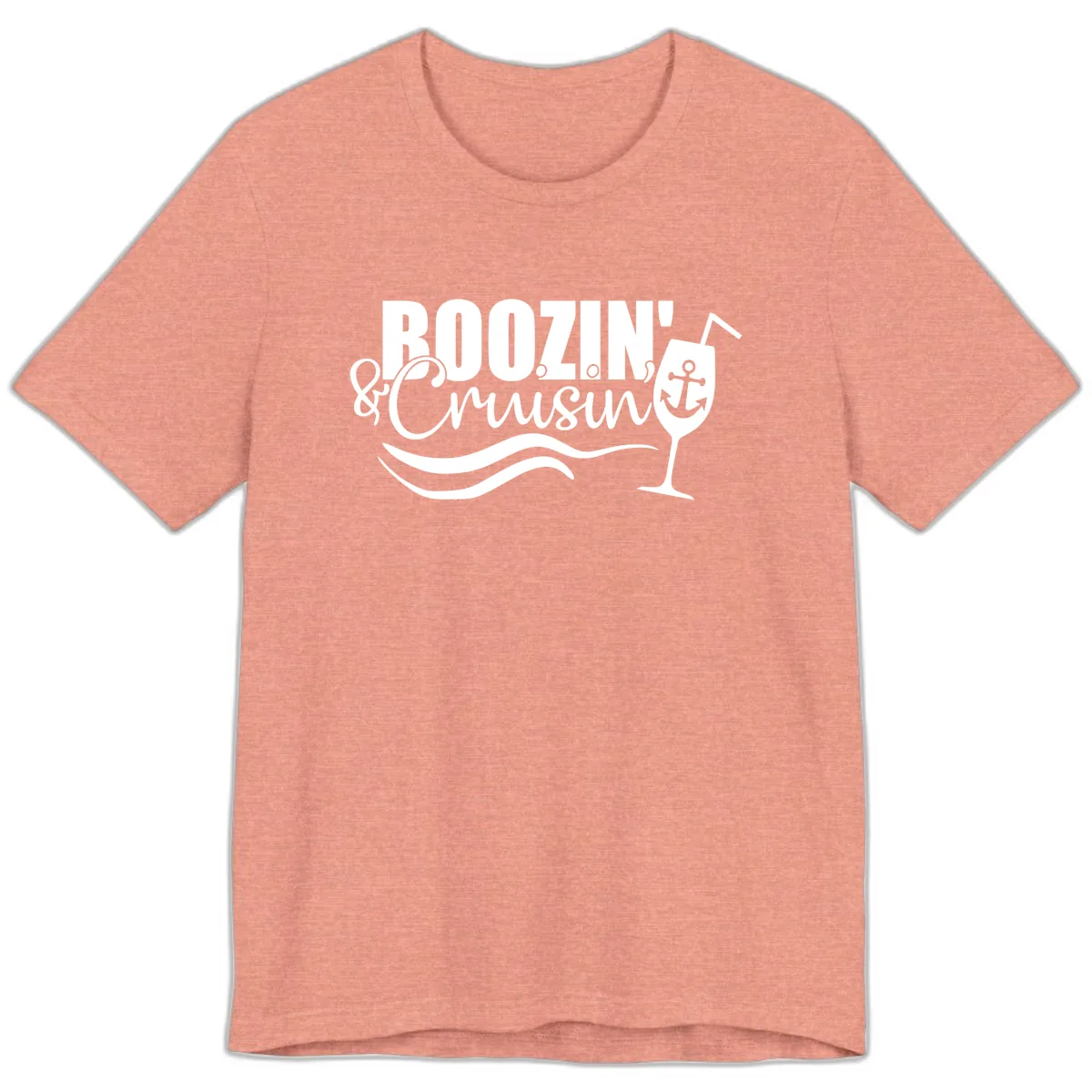 Boozin' & Cruising Nautical Design Premium T-Shirt in Heather Sunset
