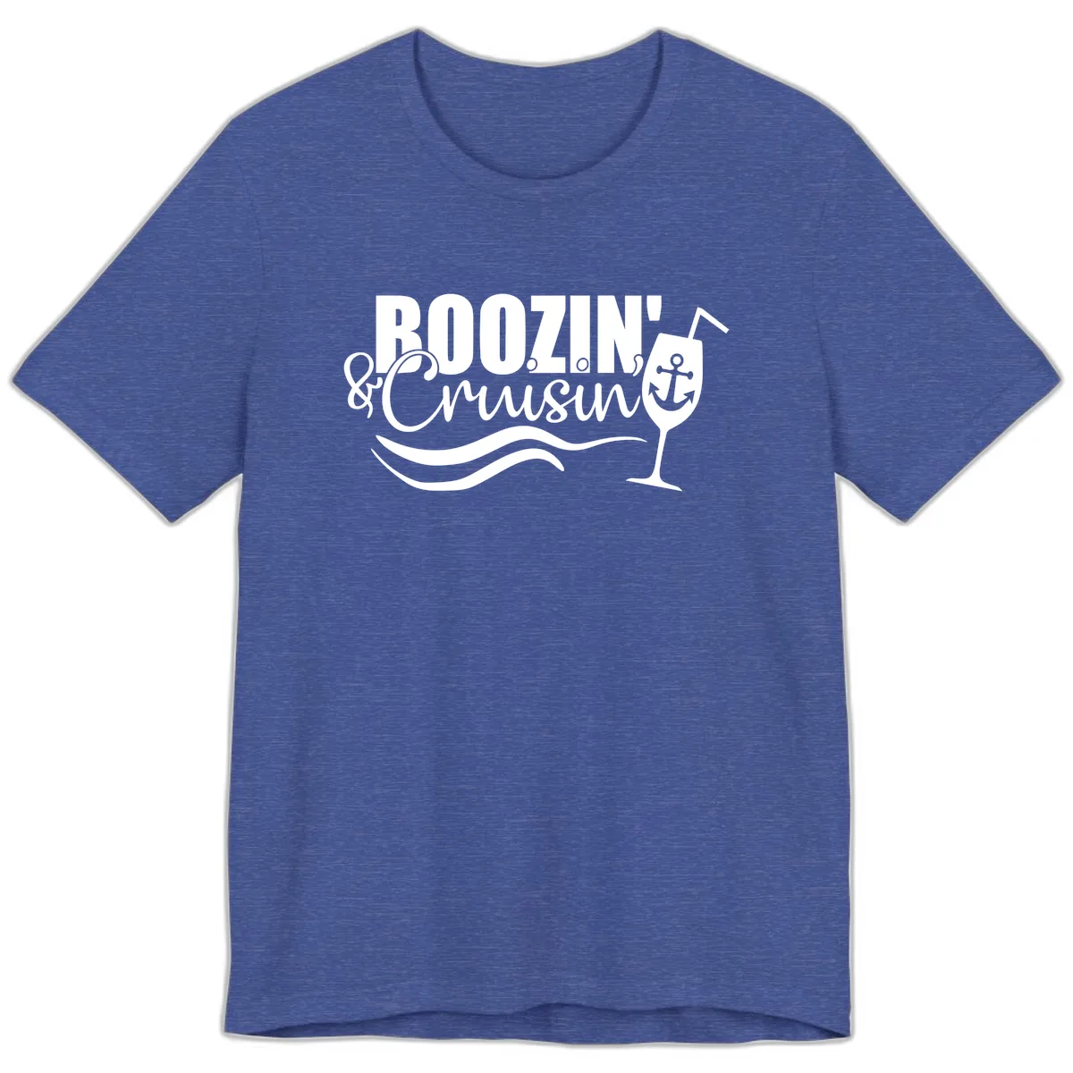 Boozin' & Cruising Nautical Design Premium T-Shirt in Heather True Royal