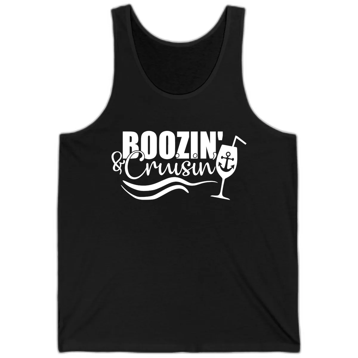 Boozin' & Cruising Nautical Design Tank in Black