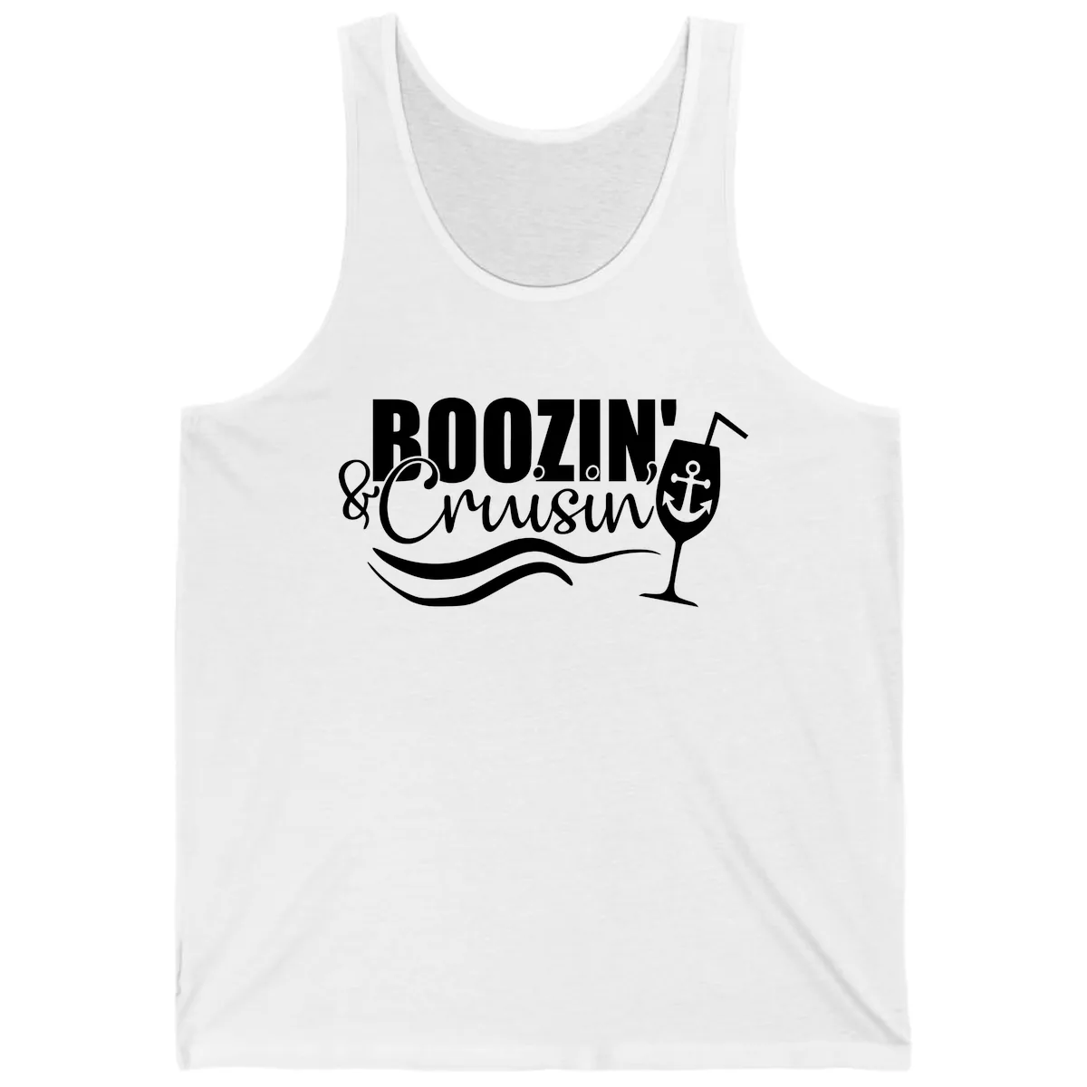 Boozin' & Cruising Nautical Design Tank in White
