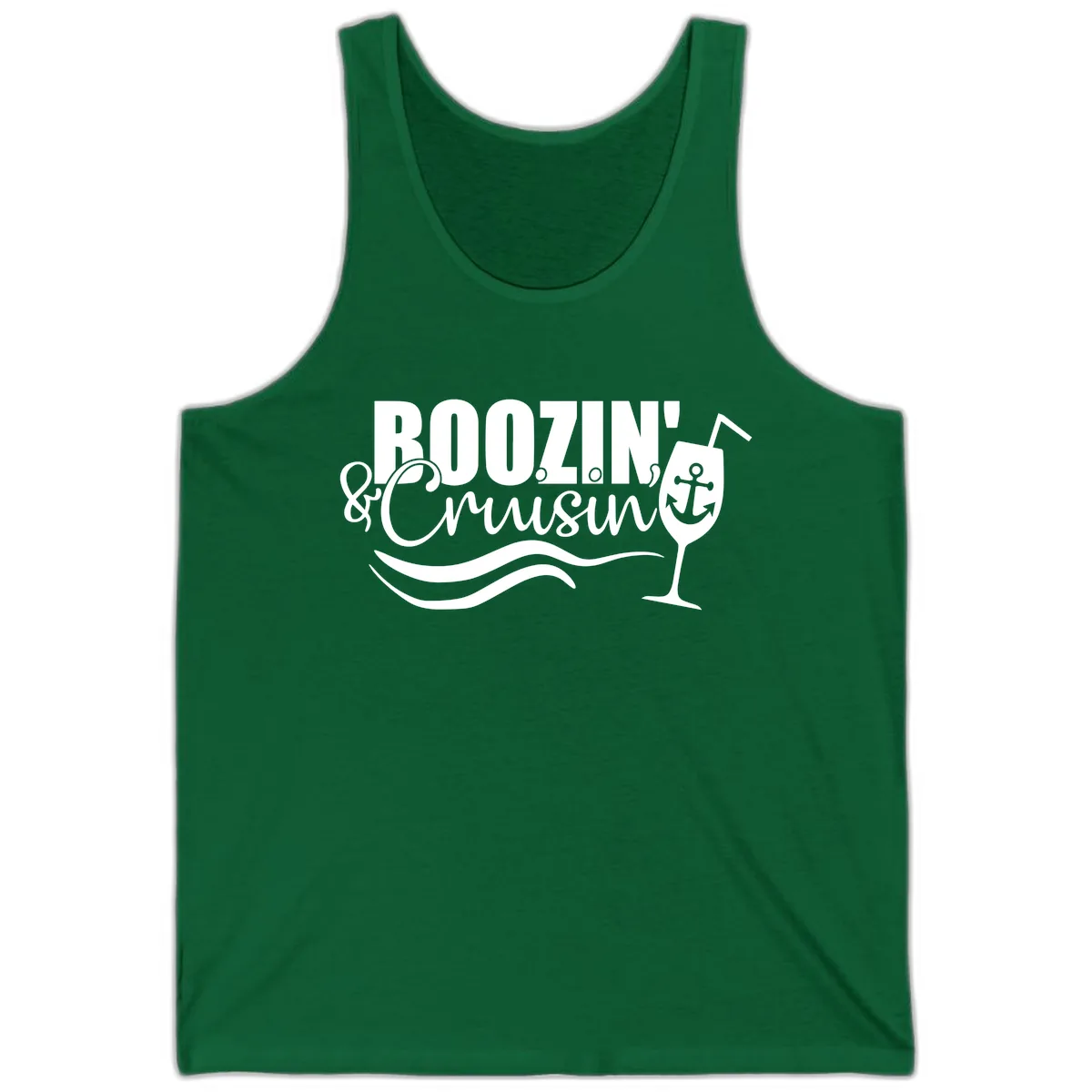Boozin' & Cruising Nautical Design Tank in Kelly