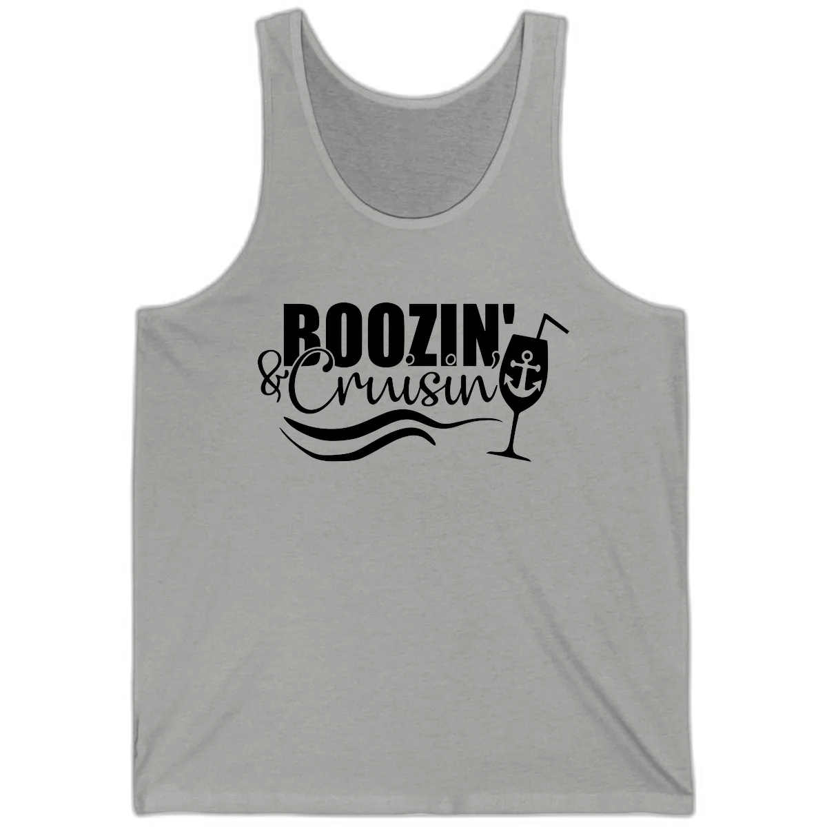 Boozin' & Cruising Nautical Design Tank in Athletic Heather