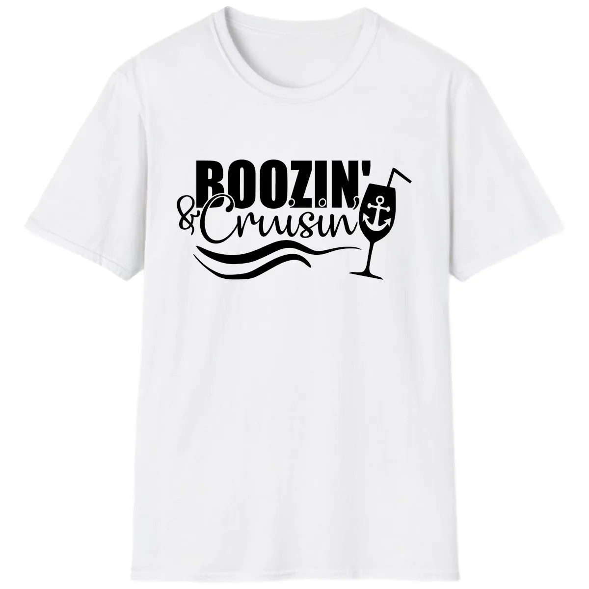 Boozin' & Cruising Nautical Design T-Shirt in White