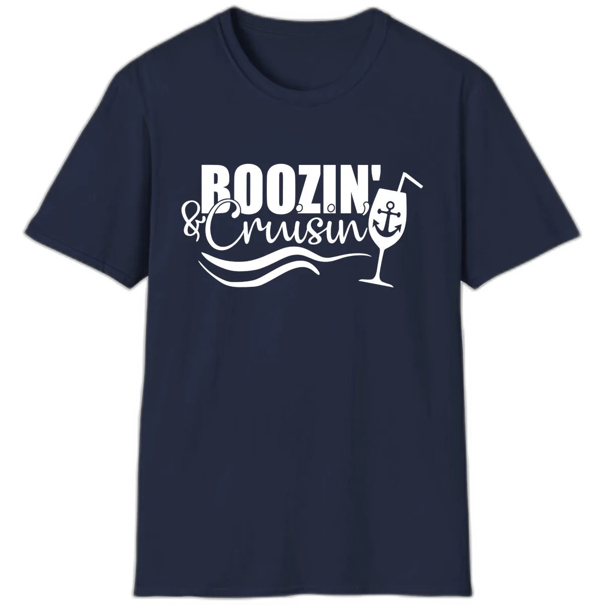 Boozin' & Cruising Nautical Design T-Shirt in Navy