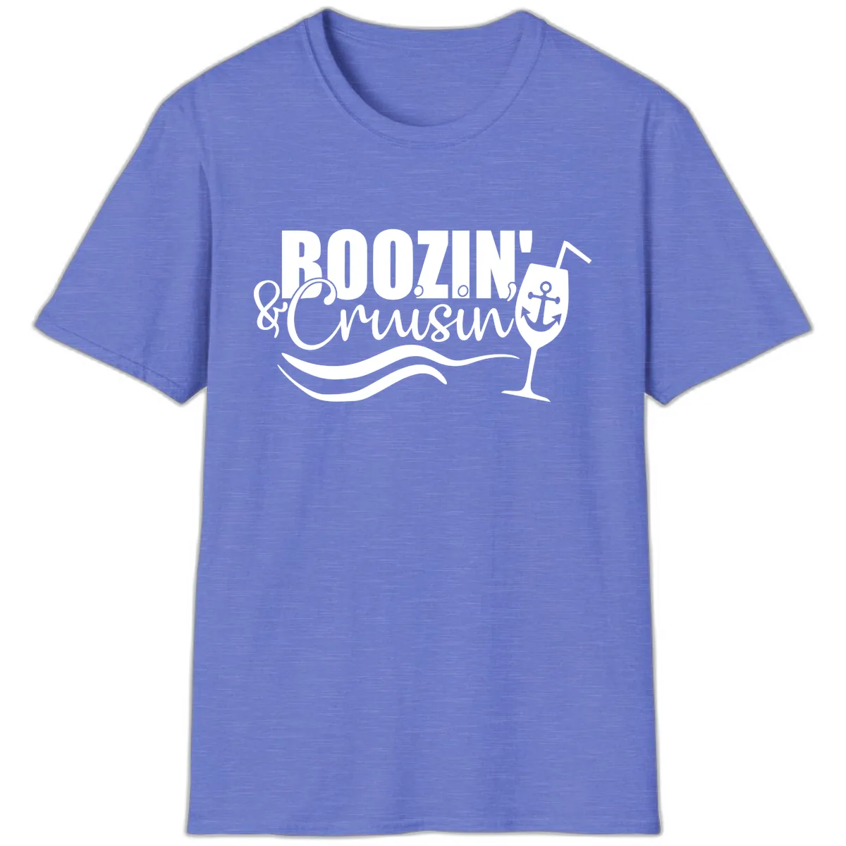 Boozin' & Cruising Nautical Design T-Shirt in Heather Royal
