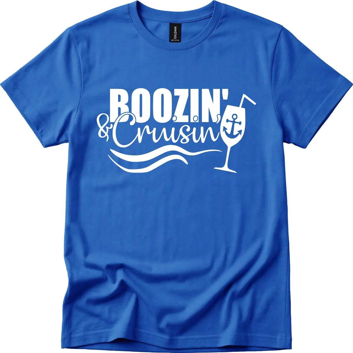 Boozin' & Cruising Nautical Design T-Shirt in Royal