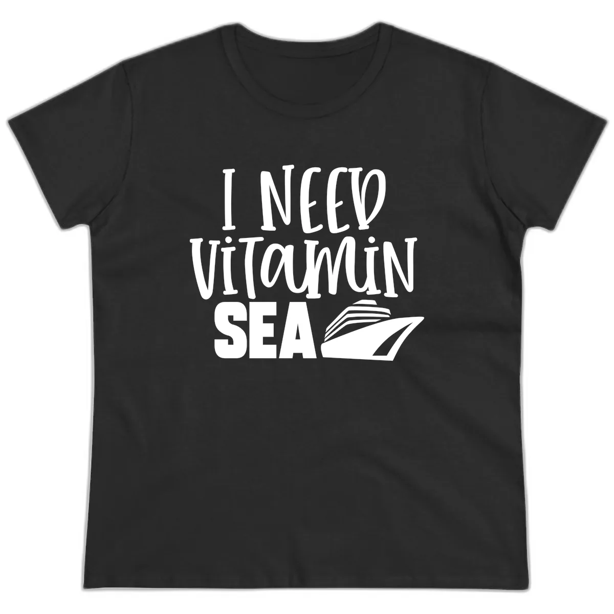 I Need Vitamin Sea Ladies Tee in Black