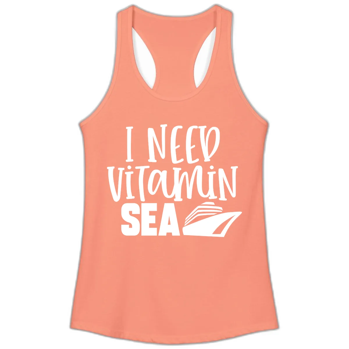 I Need Vitamin Sea Ladies Tank in Solid Light Orange