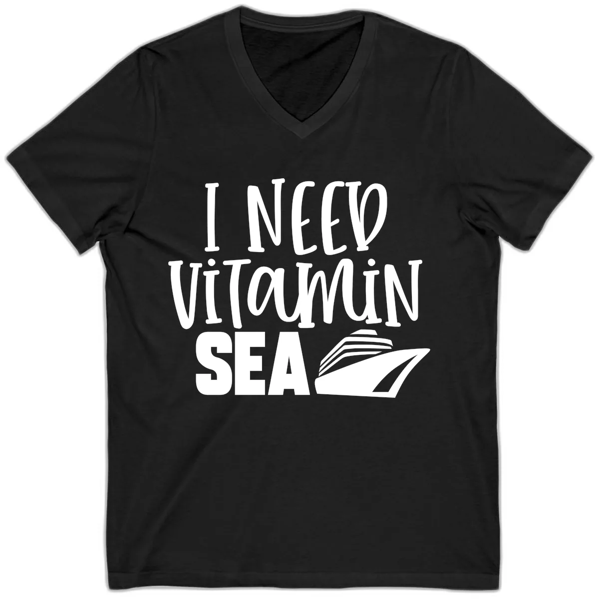 I Need Vitamin Sea V-Neck in Black